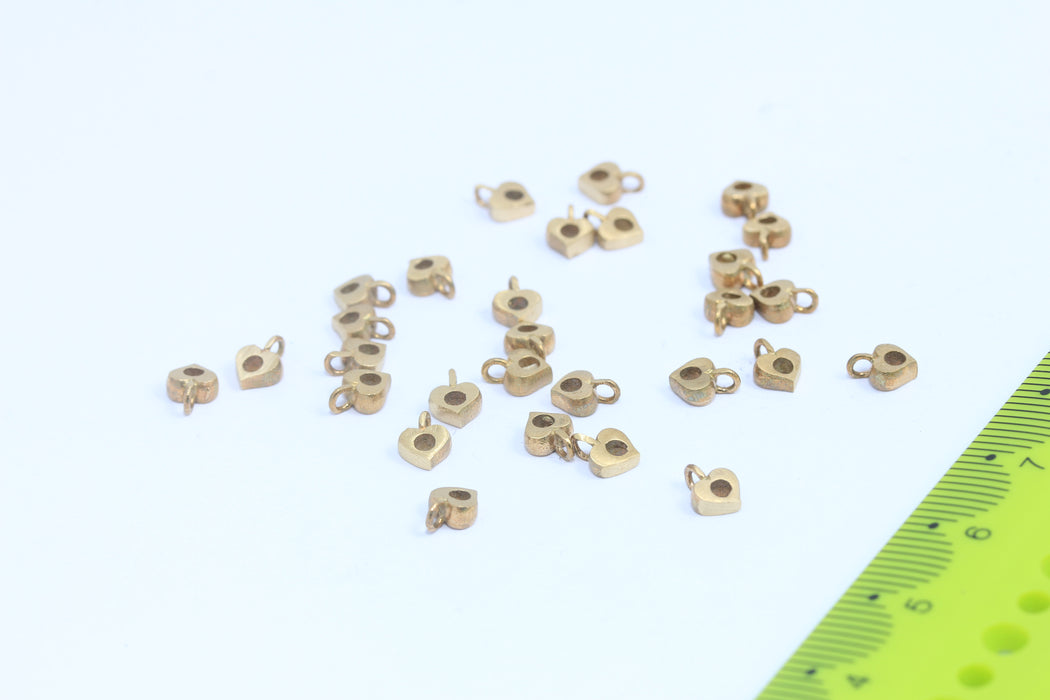 Brass Heart Charms