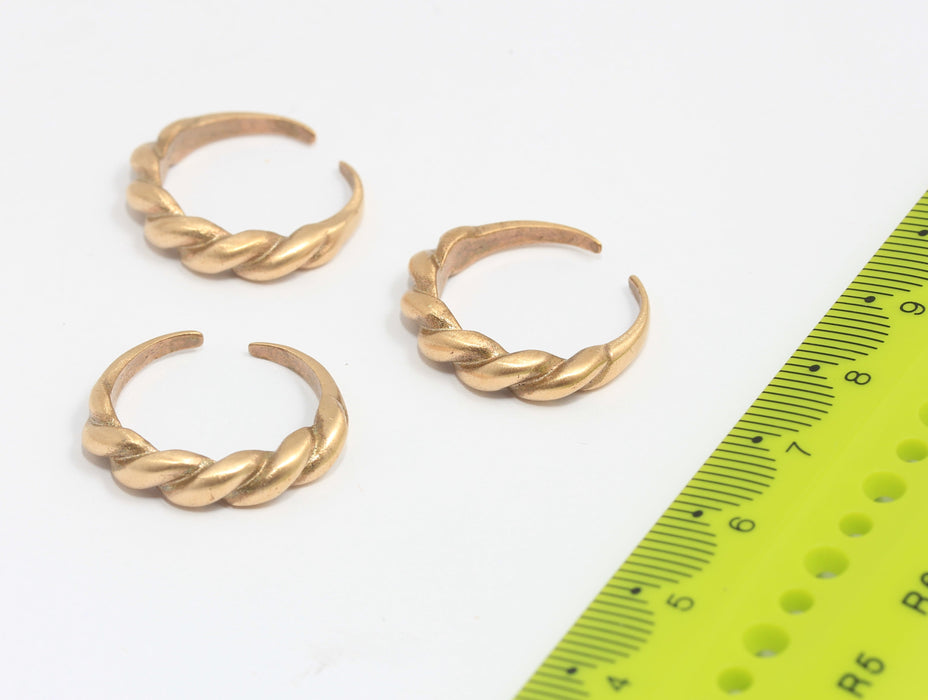 17mm Raw Brass Braided Rings, Adjustable Braided String Ring, SLM1063