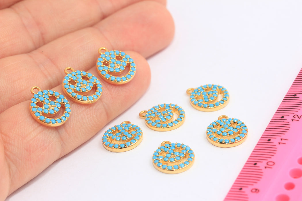 Shiny Gold Smiley Charms