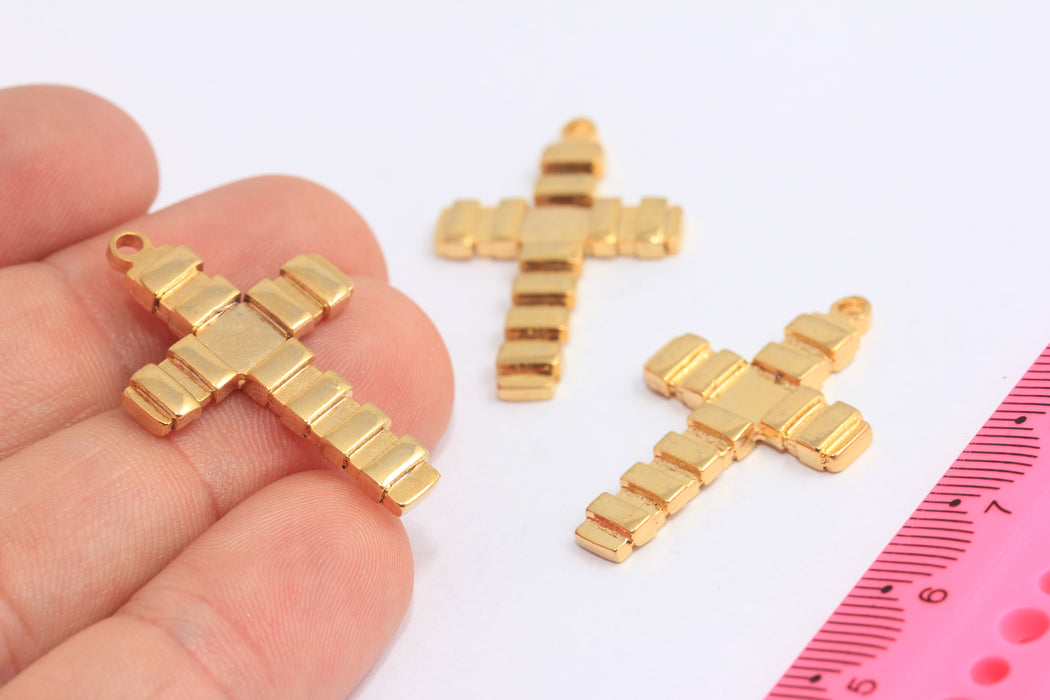 20x33mm 24k Shiny Gold Cross Pendant, Religious Cross Necklace, SLM1062