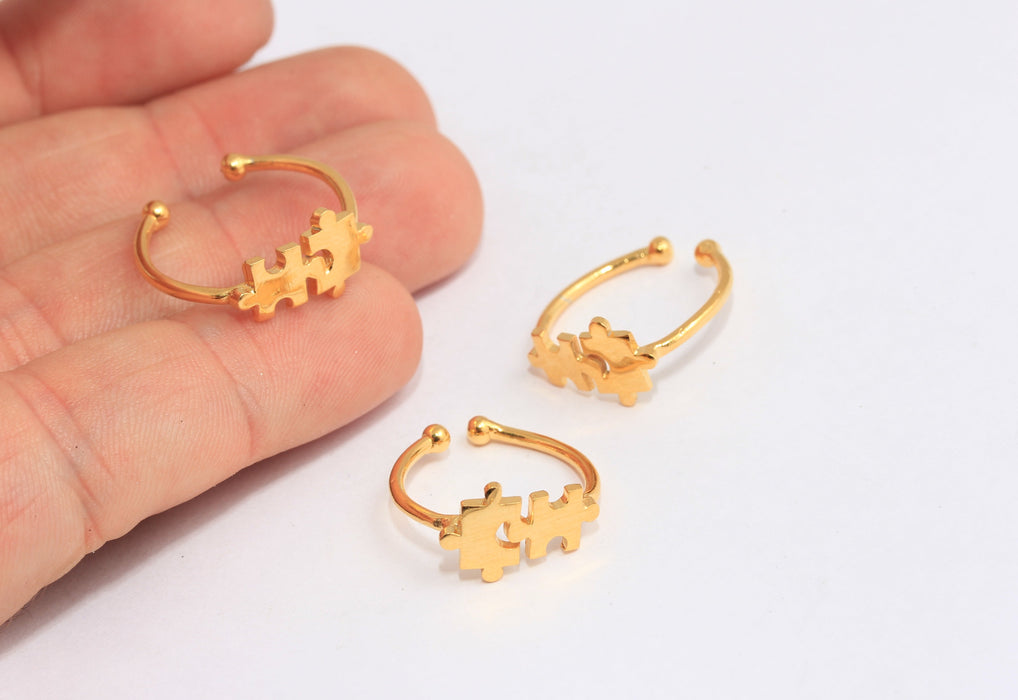 16-17mm 24k Shiny Gold Puzzle Rings, Puzzle Match Rings, SLM881
