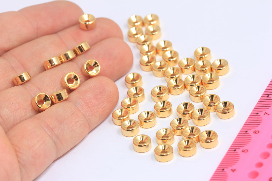 3,5x7mm 24k Shiny Gold Spacer Beads, Rondelle Bracelet Beads, MTE192