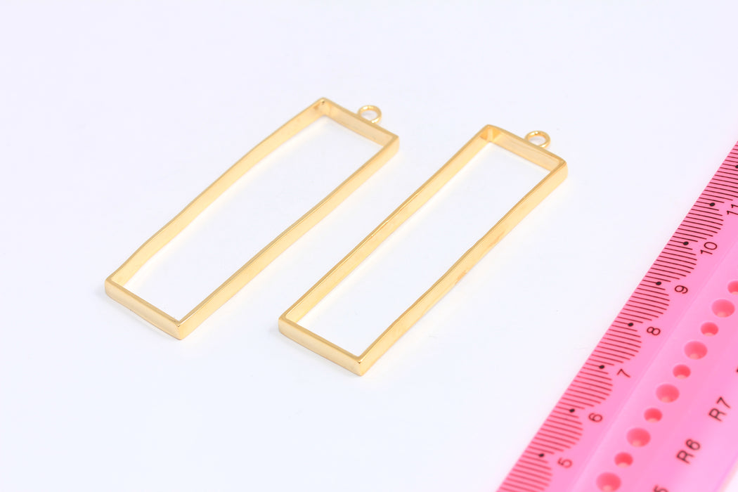 18x53mm 24k Shiny Gold Frame Charms, Frame Pendant Necklace, MTE55