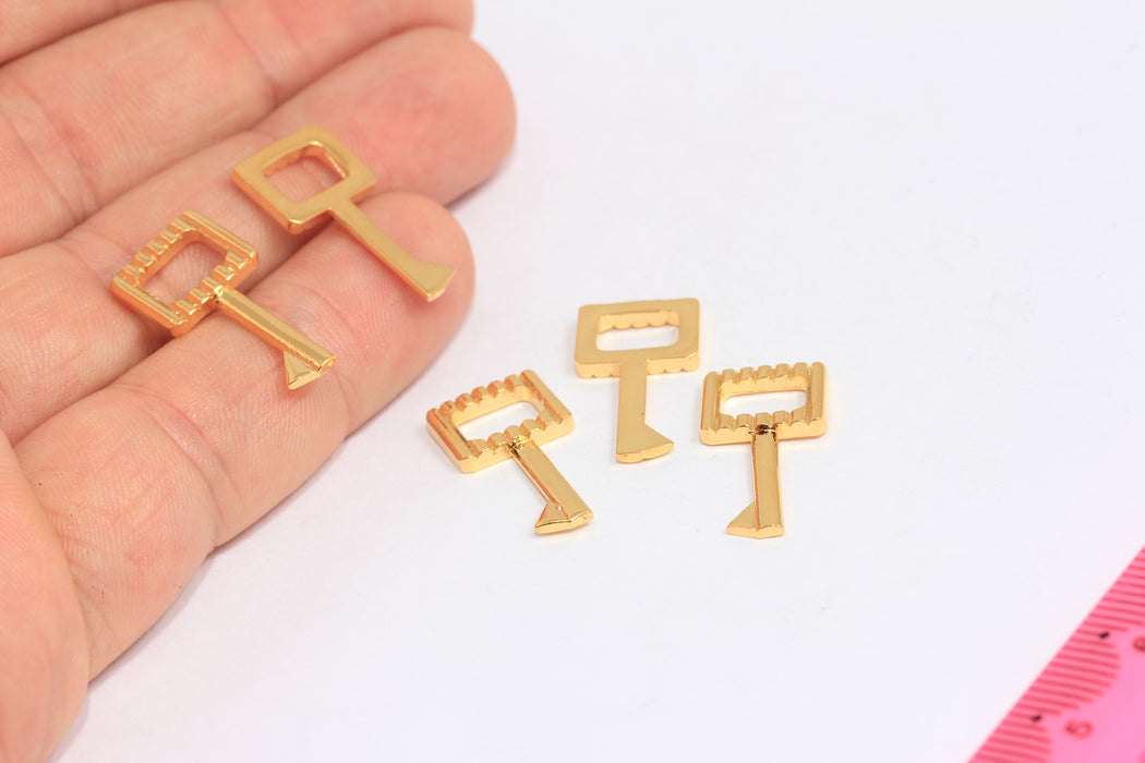 11x22mm 24k Shiny Gold Key Pendant, Key Bracelet Charms, MTE146