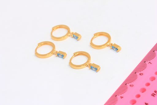 CZ Blue Stone Hoop Earrings