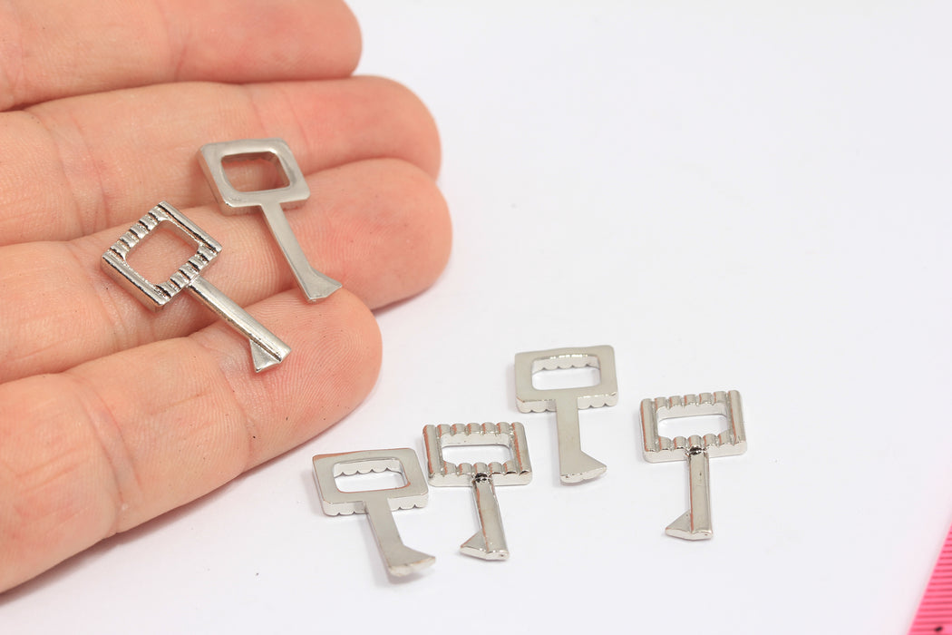 Ciondoli a forma di chiave placcati in rodio da 12x22 mm, ciondolo a forma di chiave in argento, MTE38