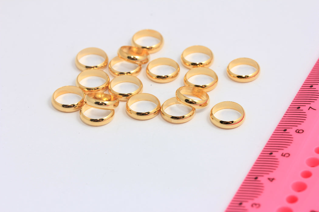 10mm 24k Shiny Gold Closed Rings, Circle Gold Ring Beads, MTE543
