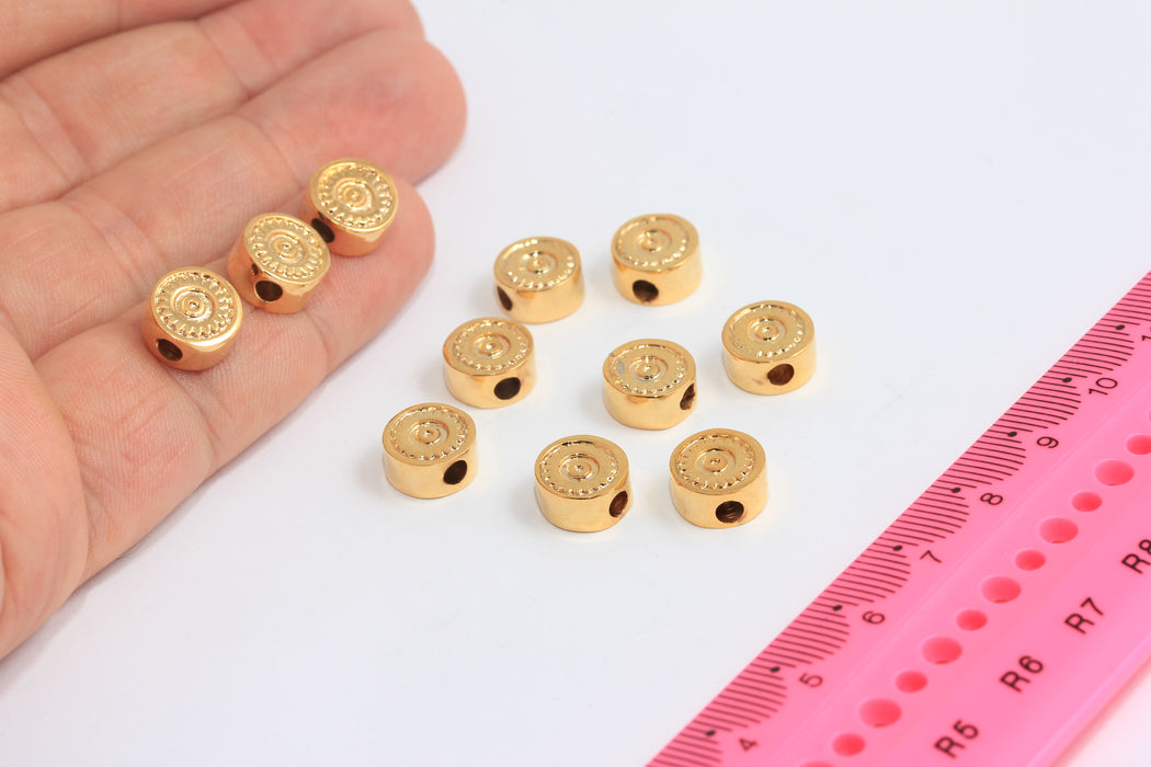 4x9mm 24k Shiny Gold Eye Beads, Bracelet Spacer Beads, Eye Charms, MTE597