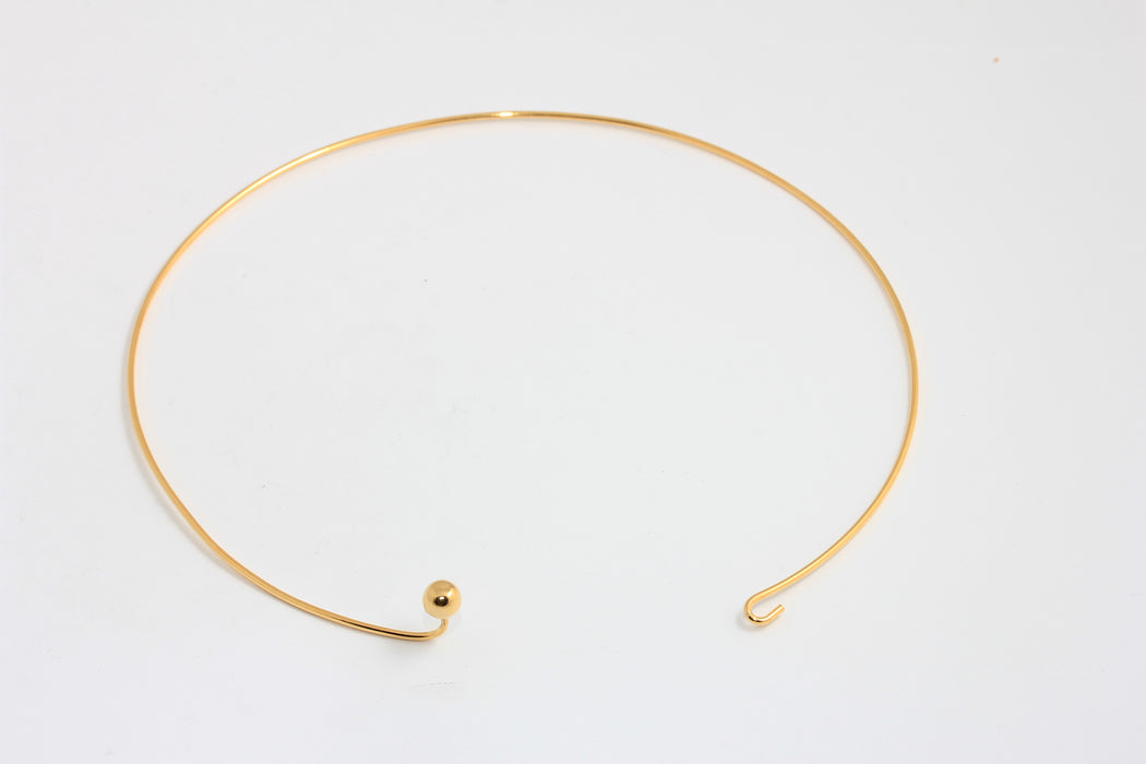 1,5mm 24k Shiny Gold Choker, Wire Choker Necklace, Adjustable Necklace, BXB231-4