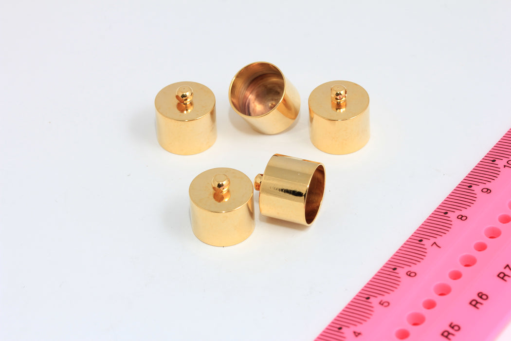 Inner 13mm Shiny Gold End Cap, Tassel End Cap, Cord End Caps, BXB231-6