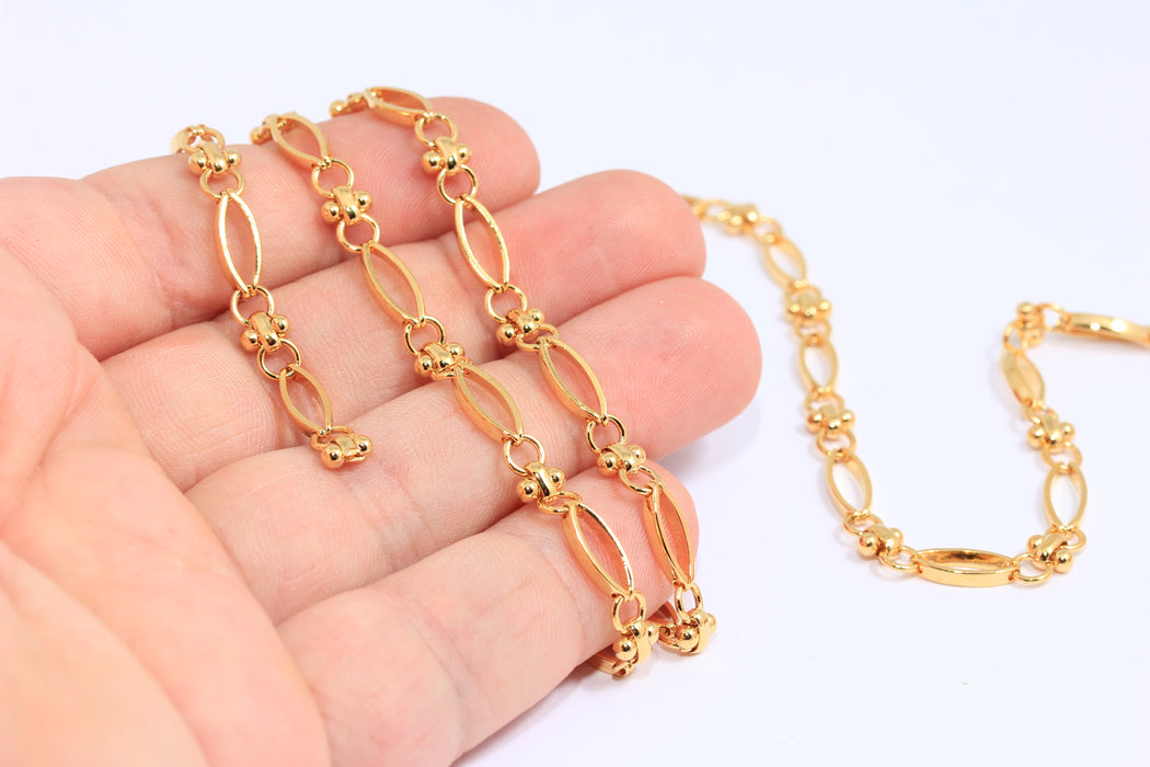 4,5mm 24k Shiny Gold Link Chain, Gold Chunky Necklace Chain, BXB229-4
