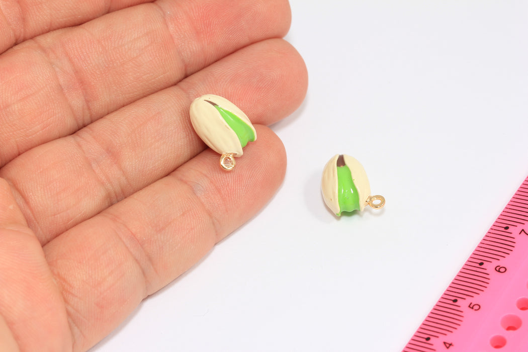 10x14mm Enamel Pistachio Charms, Pistachio Pendant, Cute Enamel Drop Charms, Bracelet Fruit Beads, ZRCN550-1