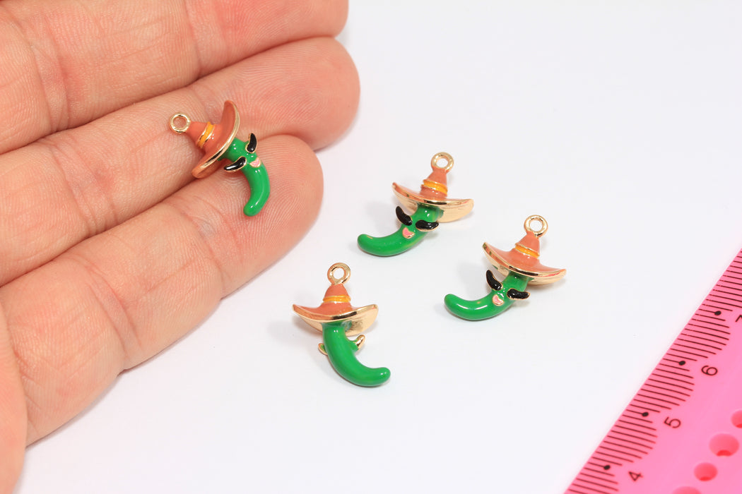 10x18mm Enamel Mexican Cucumber Charms, Cartoon Cucumber Pendant, Mexican Sour Cucumber Charms, ZRCN550-2