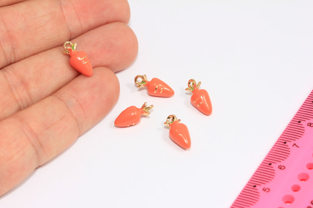 6x14mm Orange Enamel Carrot Charms, Cute Carrot Pendant, Small Enamel Drop Bracelet Charms, ZRCN3-1