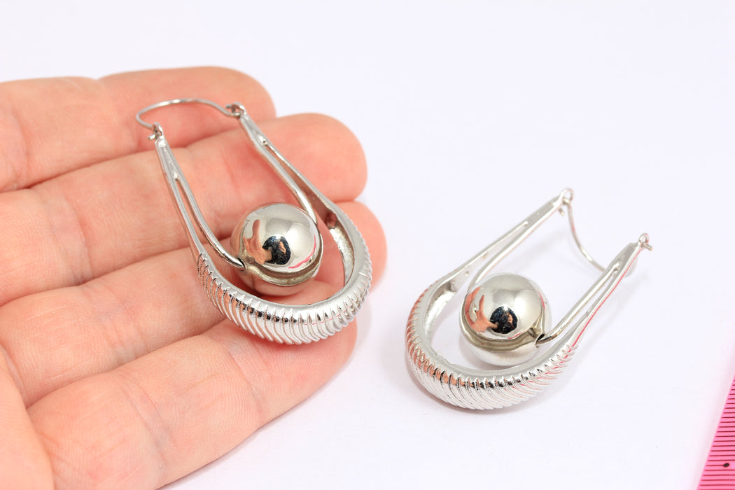 Ball Earrings, Long Teardrop Earrings