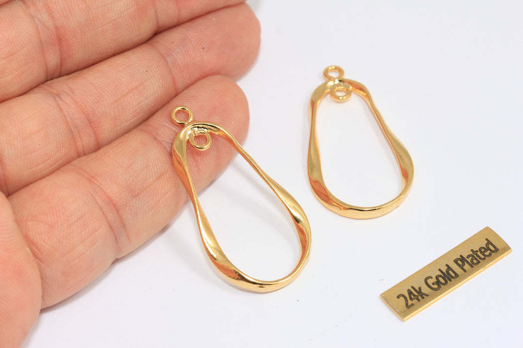 26x34mm Ham Pirinç Çerçeve Kolye, Oval Şekilli Çerçeve Tılsımı, ETS166