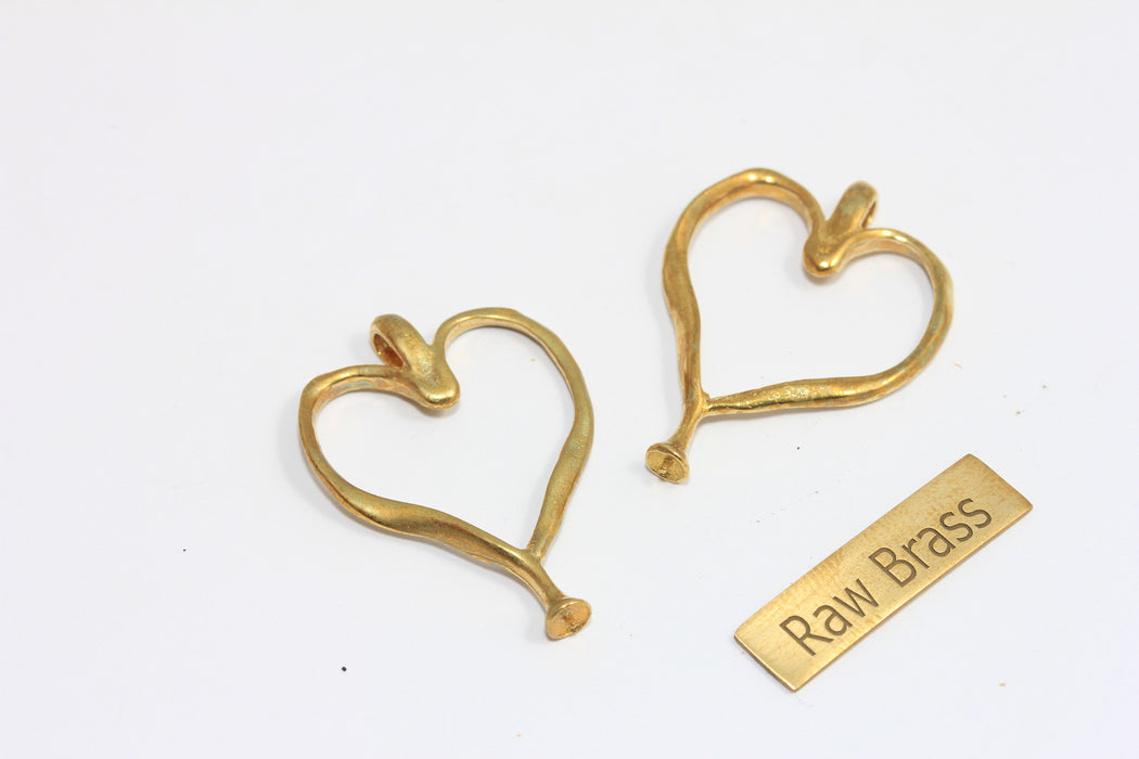 Brass Heart Charms