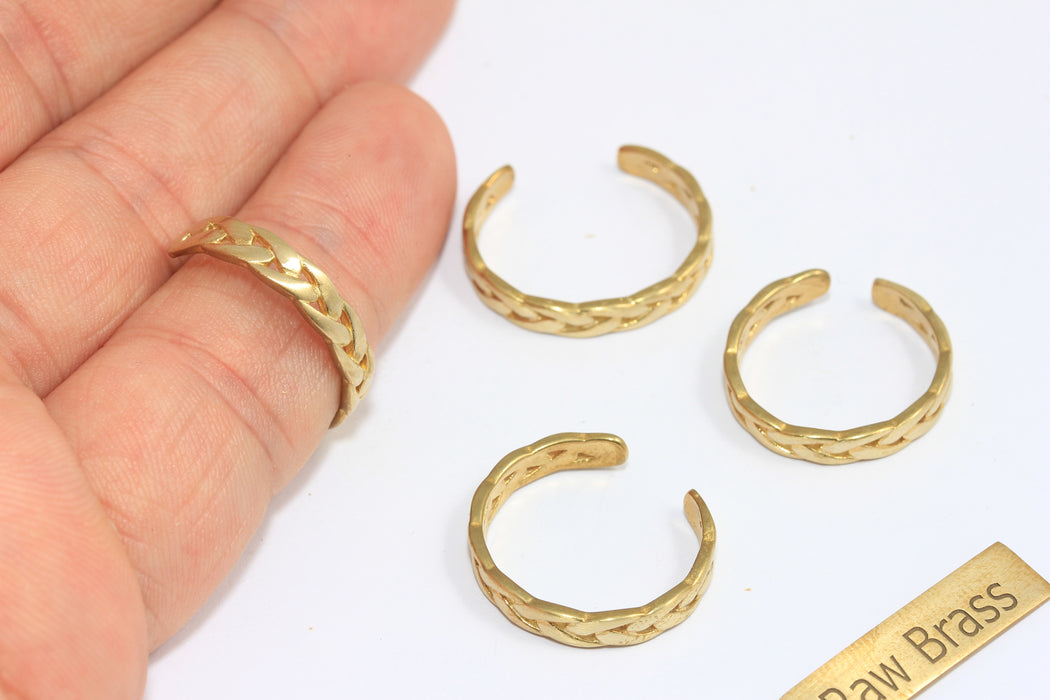 17mm Raw Brass Chain Ring, Chain Style Ring, Braided Rings, Tiny Brass Rings, Raw Brass Jewelry, XP312