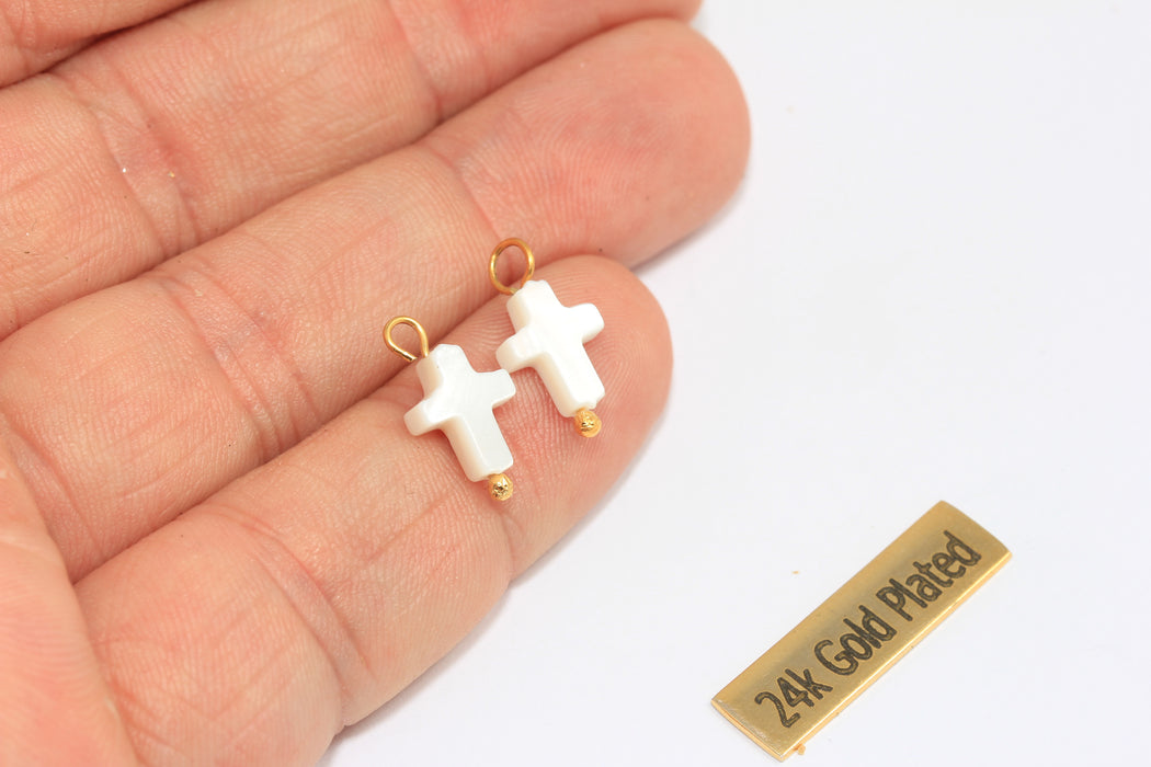 8x10mm Pearl White Cross Charms, White Plastic Cross Charm, Mini Cross Drop Charms, Cross Bracelet Charms, CMR128