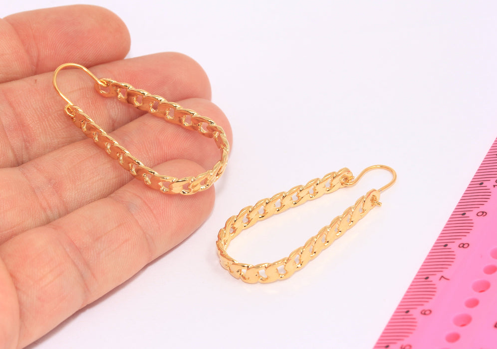 20x36mm 24k Shiny Gold Drop Earrings, Chain Link Teardrop Earrings, SLM287-1