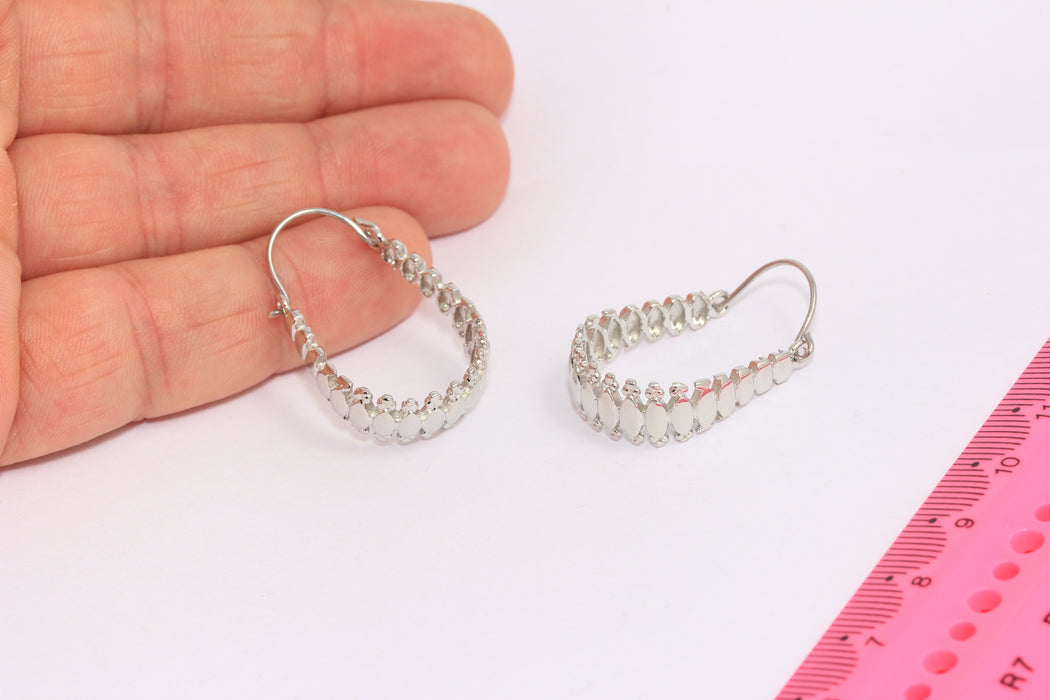 20x25mm Rhodium Plated Drop Earrings, Filigree Teardrop Earrings, SLM289-2
