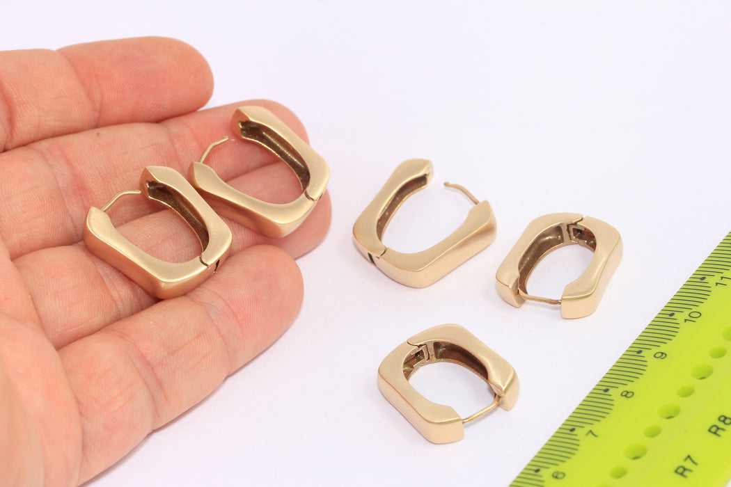 Earrings, Brass Oval Hoops