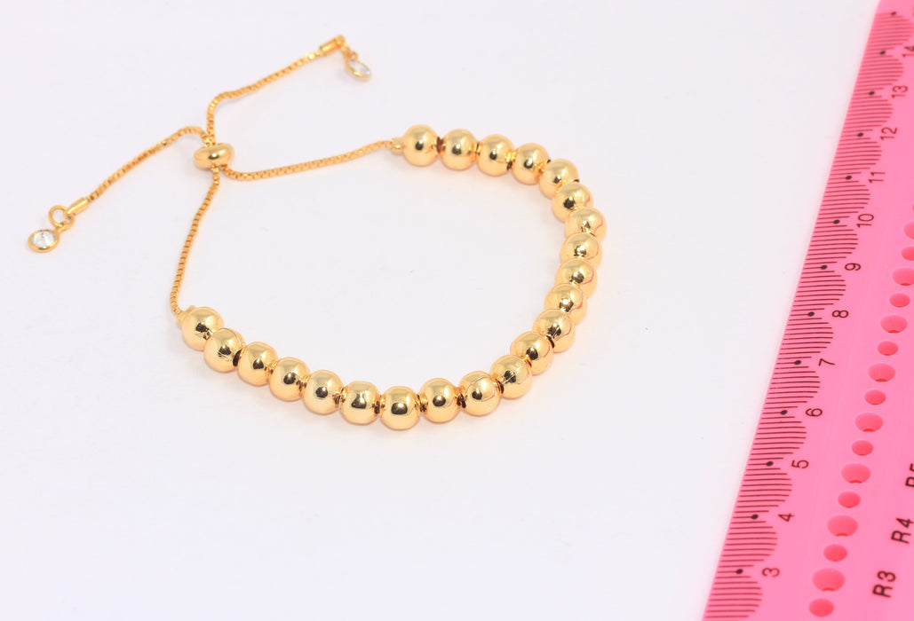 6 mm 24 Ayar Parlak Altın Boncuklu Bileklik, Top Charm Bileklikler, SLM899-2