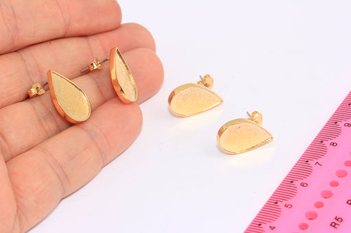 eardrop Stud Earrings, Drop Bezel Earrings