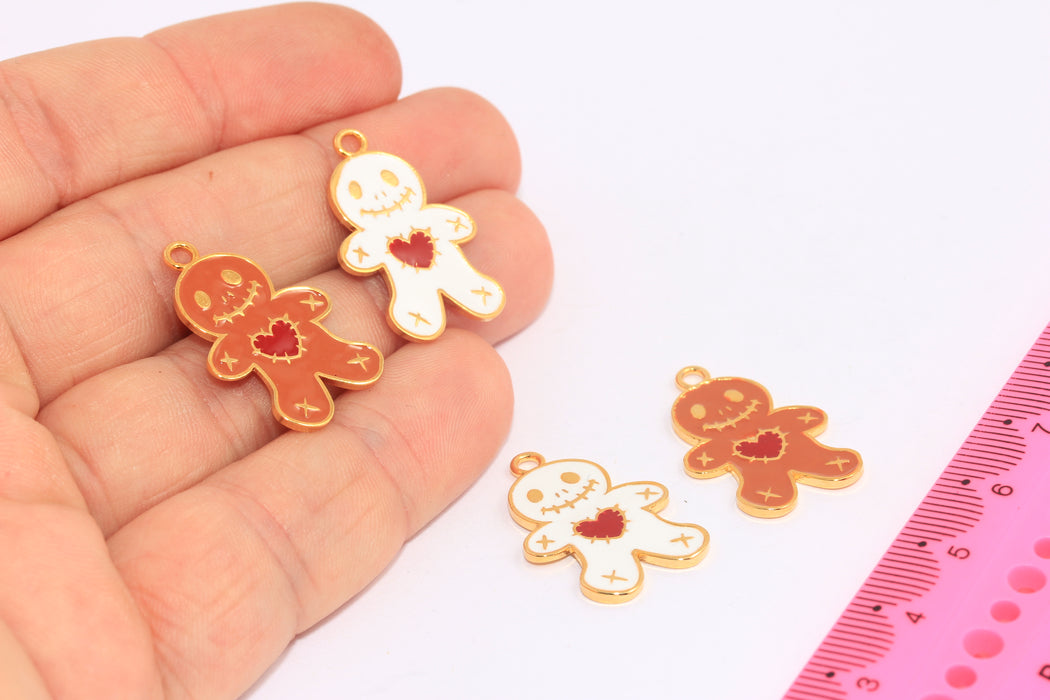 17x22mm 24k Shiny Gold Halloween Charms, Enamel Walking Dead Egypt Mummy, HRN2