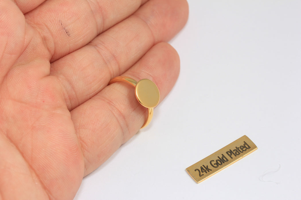 17-18mm 24k Shiny Gold Rings, Disc Rings, Stamping Rings, Medallion Coin Rings, BRT463