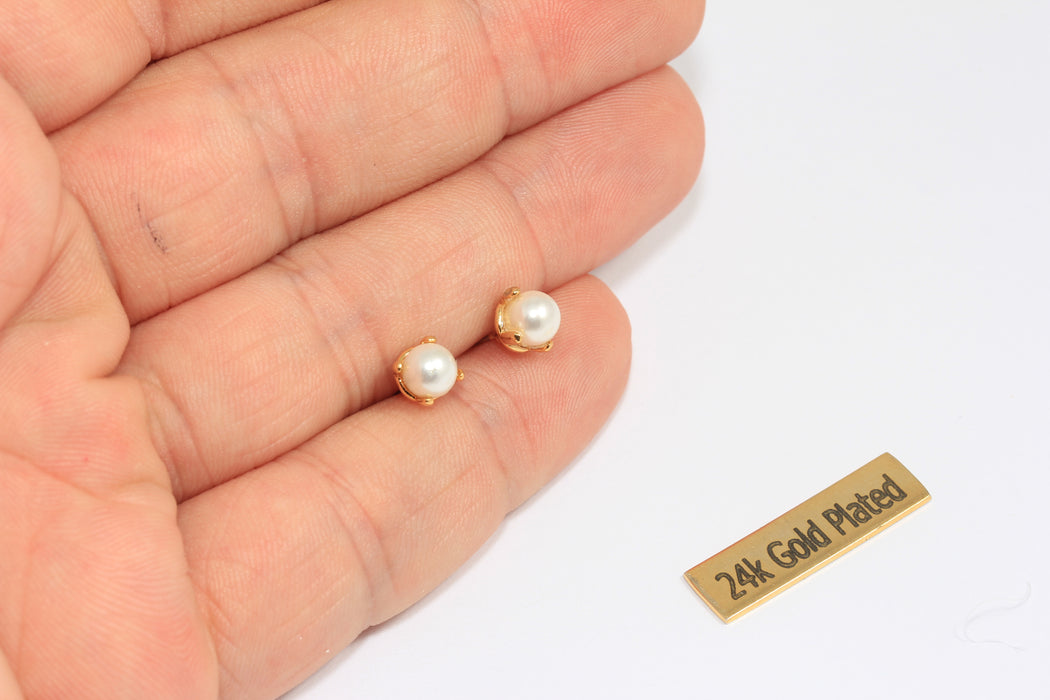 11 mm Parlak Altın İnci Küpeler, Yuvarlak Deniz Kabuğu Küpeler, XP481