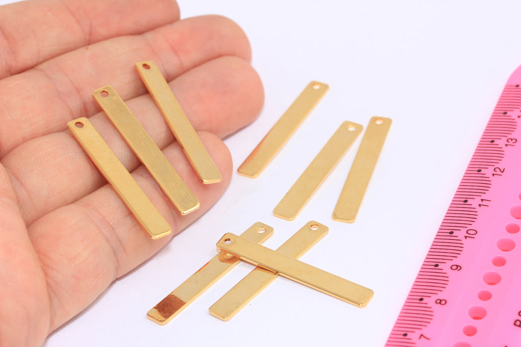 5x35mm 24 Ayar Parlak Altın İsimlik Çubuğu, Damgalı Boş Takılar, HRN26