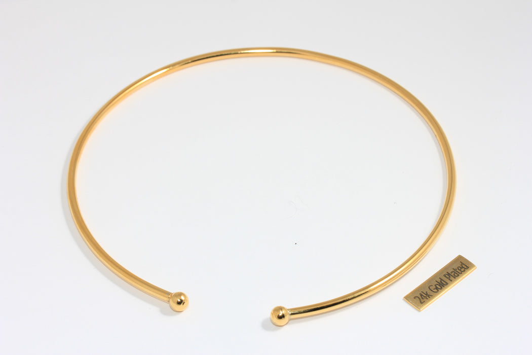 3mm 24k Shiny Gold Tiny Choker, Wire Choker Necklace, Dainty Elegant Necklace, CHK633-7