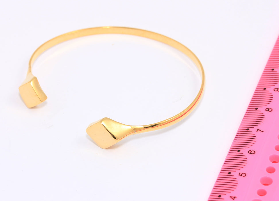 24k Shiny Gold Bar Bracelet Cuff, Wire Double Bar Bracelet, BXB324-5