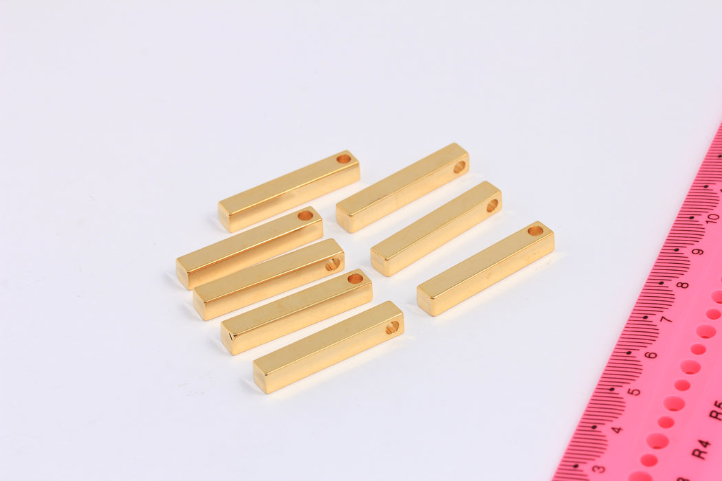 5x30mm 24k Shiny Gold Bar Charms, Bar Necklace Pendant, BXB324-6