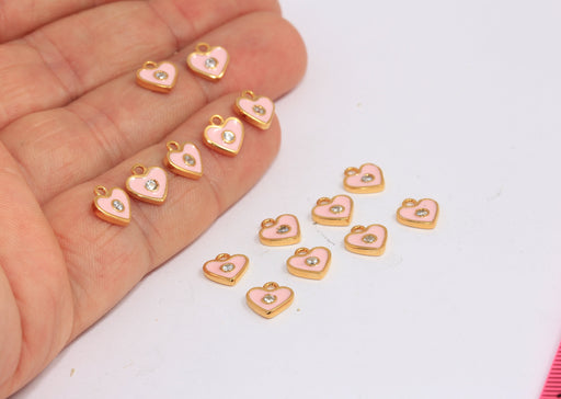 Shiny Gold Enamel Heart Charm