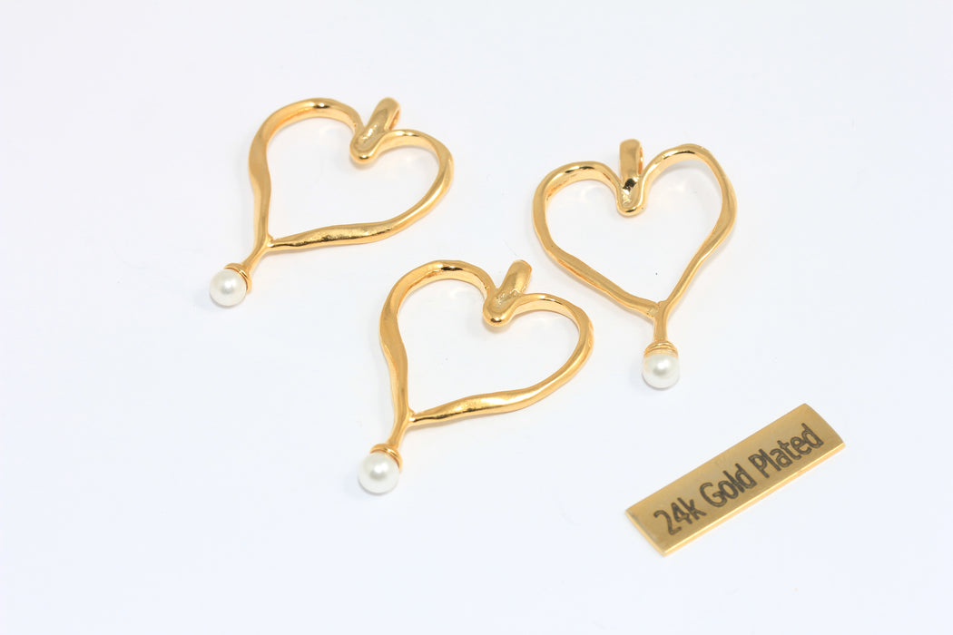 Ciondolo a forma di cuore in oro lucido 24k da 22 mm, medaglione a forma di cuore con cornice, MTE113