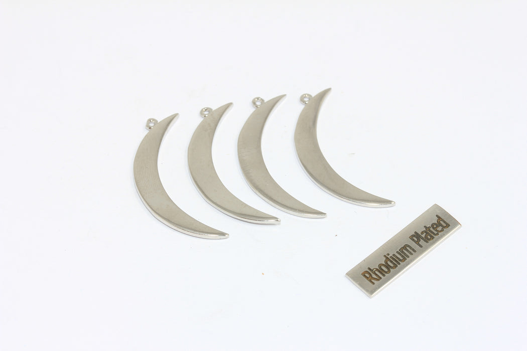 13x40mm Rodyum Kaplama Ay Takıları, Hilal Ay, MTE395