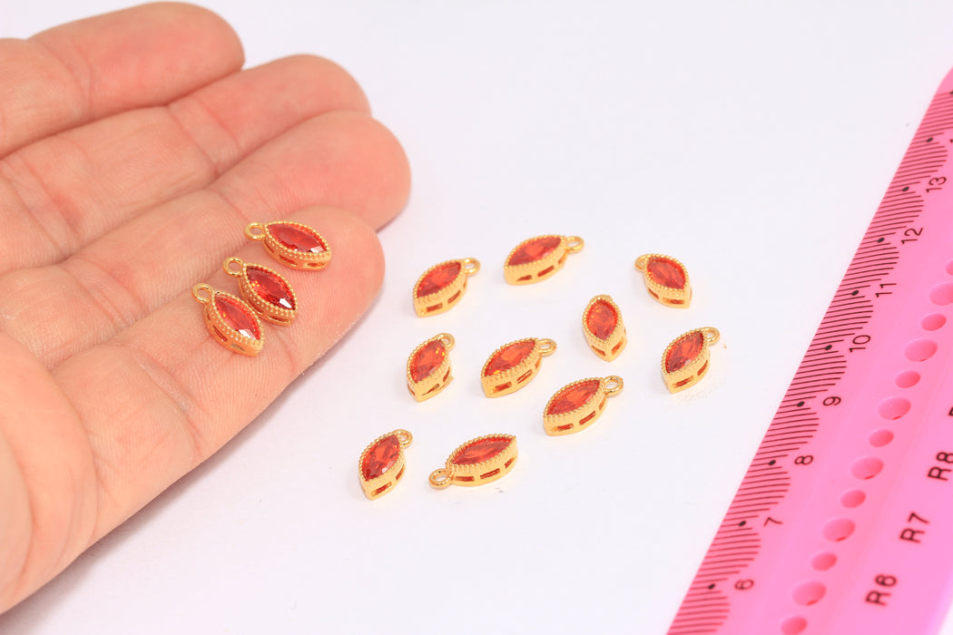 5x11mm Cz Turuncu Kristal Bileklik Takıları, Kübik Zirkonya Damla Boncuklar, BRT283