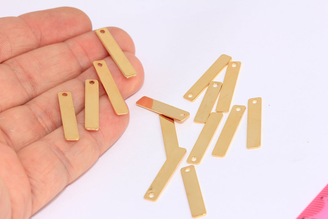 5x25mm 24 Ayar Parlak Altın İsimlik Çubuğu, Dikdörtgen Dikey Çubuk Tılsımı, BRT345