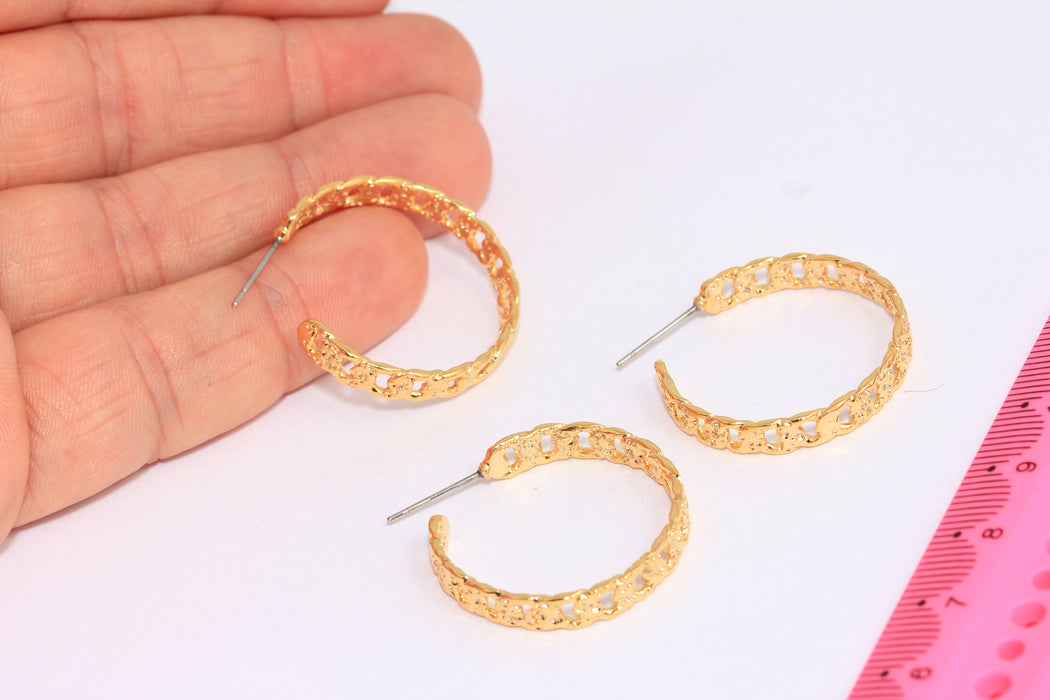 Hoop Earrings, Chain Shape Hoops