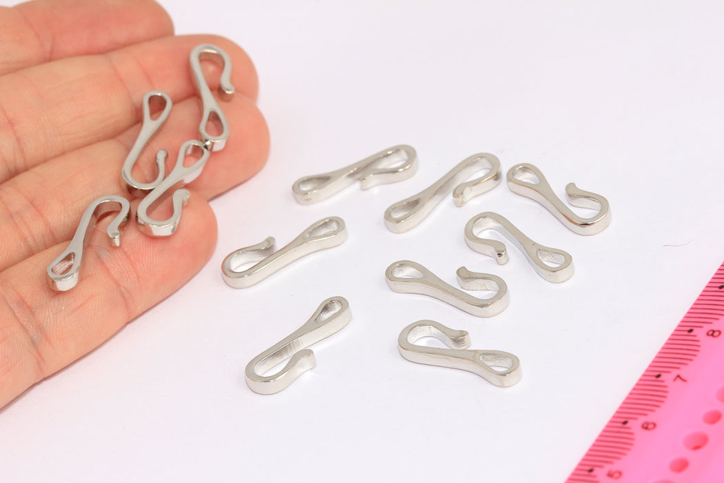 Rhodium Plated Fish Hook Clasps