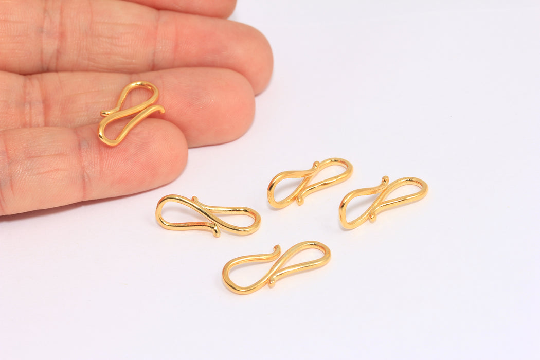 21mm 24k Shiny Gold Fish Hook Clasps, Fishing Hook Clasp, BRT385