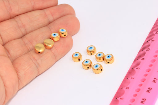 Evil Eye Beads, White Enamel Evil Eye