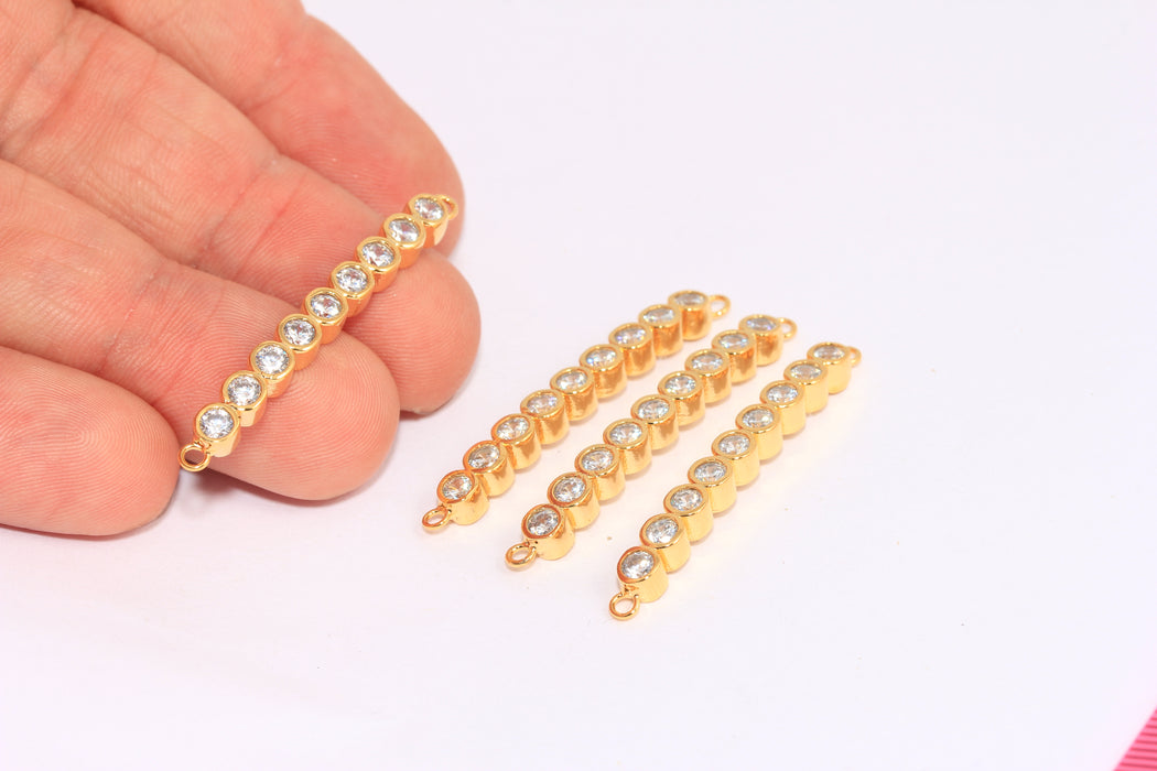 4x42 mm 24 Ayar Parlak Altın Kavisli Charm, Mikro Döşeme Bileklik Tüpü, BRT153