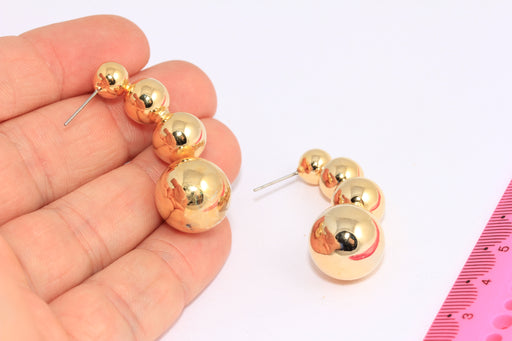 Long Drop Ball Stud Earrings