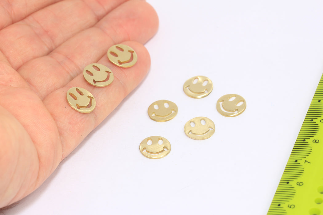 10mm Raw Brass Smile Charms, Smile Bracelet Beads, ALS11