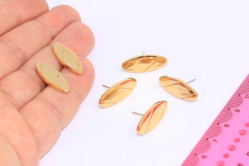 Oval Stud Earrings, Gold Simple Studs