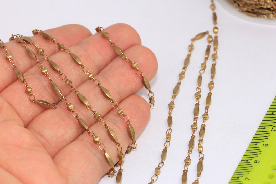 2,4mm Raw Brass Bar Chains, Tiny Round Bar Chain, Raw Brass Findings, BXB115