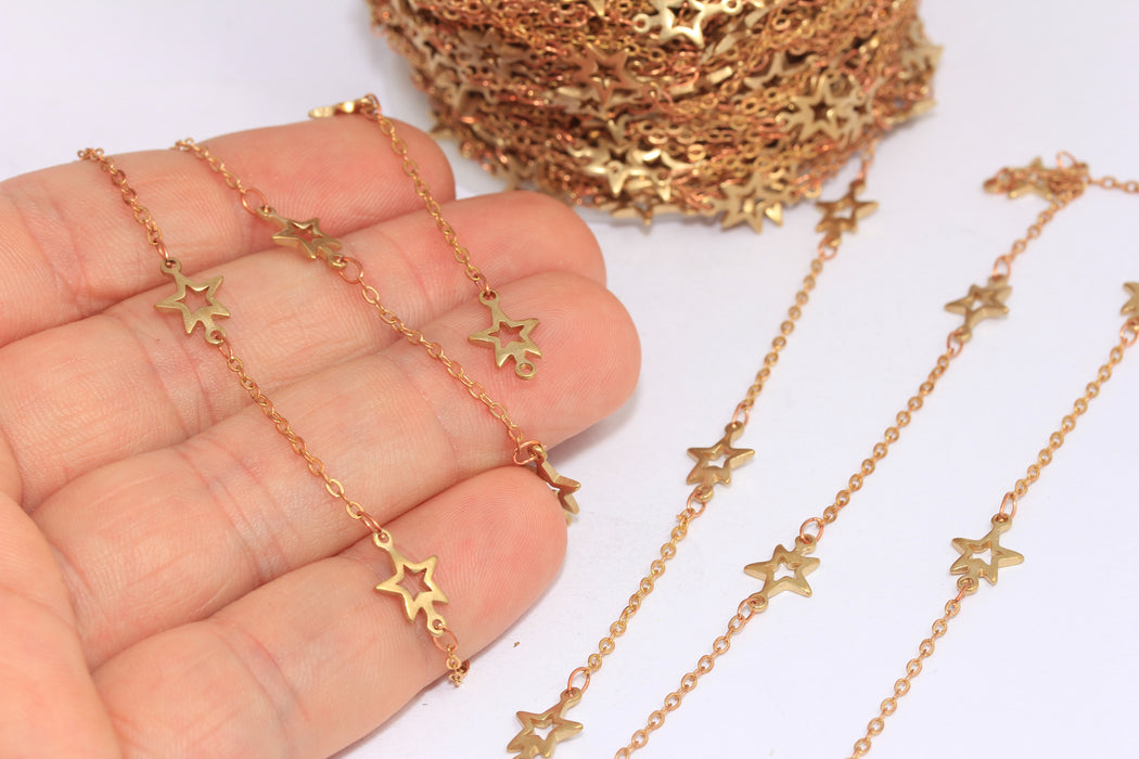Raw Brass Star Chain